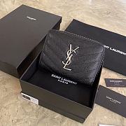 Kitlife YSL COMPACT ZIP AROUND WALLET IN GRAIN  Silver Hardware - 12x10x3cm - 4