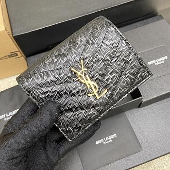 Kitlife YSL FLAP CARD CASE IN GRAIN BLACK/SILVER/GOLD HARDWARE - 11*8.5*3cm