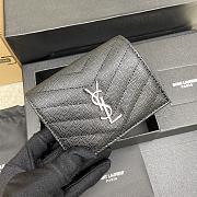 Kitlife YSL FLAP CARD CASE IN GRAIN BLACK/SILVER/GOLD HARDWARE - 11*8.5*3cm - 3