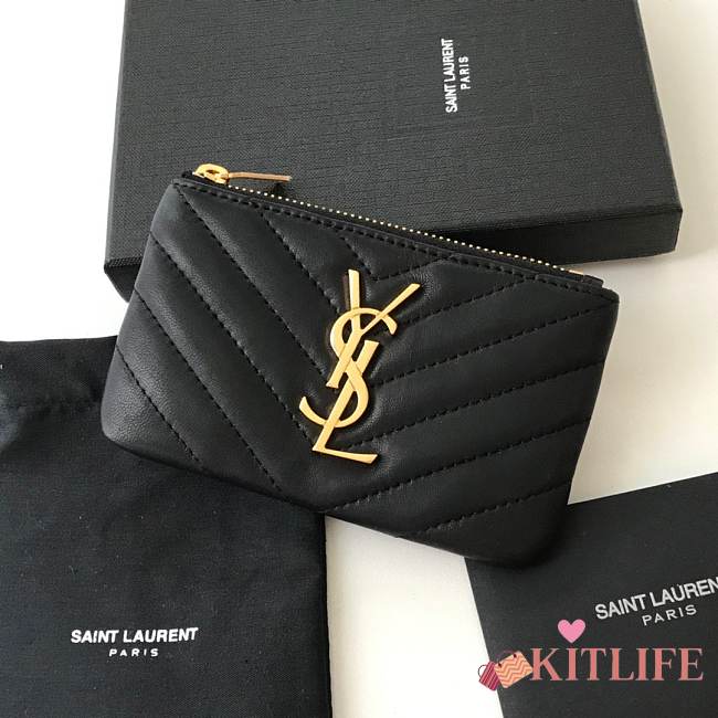 Kitlife YSL Key Pouch In Soft Black Leather Gold/Silver Hardware - 13,5 X 7,5 X 2 CM - 1