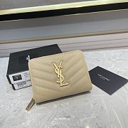 Kitlife YSL COMPACT ZIP AROUND WALLET IN GRAIN GOLD HARDWARE - 12 X 10 X 3 CM - 3