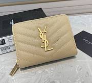 Kitlife YSL COMPACT ZIP AROUND WALLET IN GRAIN GOLD HARDWARE - 12 X 10 X 3 CM - 1