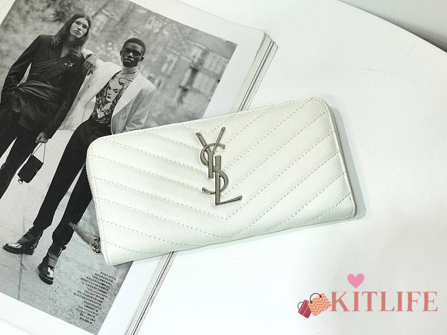 Kitlife YSL ZIP AROUND WALLET IN GRAIN SILVER HARDWARE 4 COLORS - 19 X 9,5 X 2,5 CM - 1