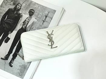 Kitlife YSL ZIP AROUND WALLET IN GRAIN SILVER HARDWARE 4 COLORS - 19 X 9,5 X 2,5 CM