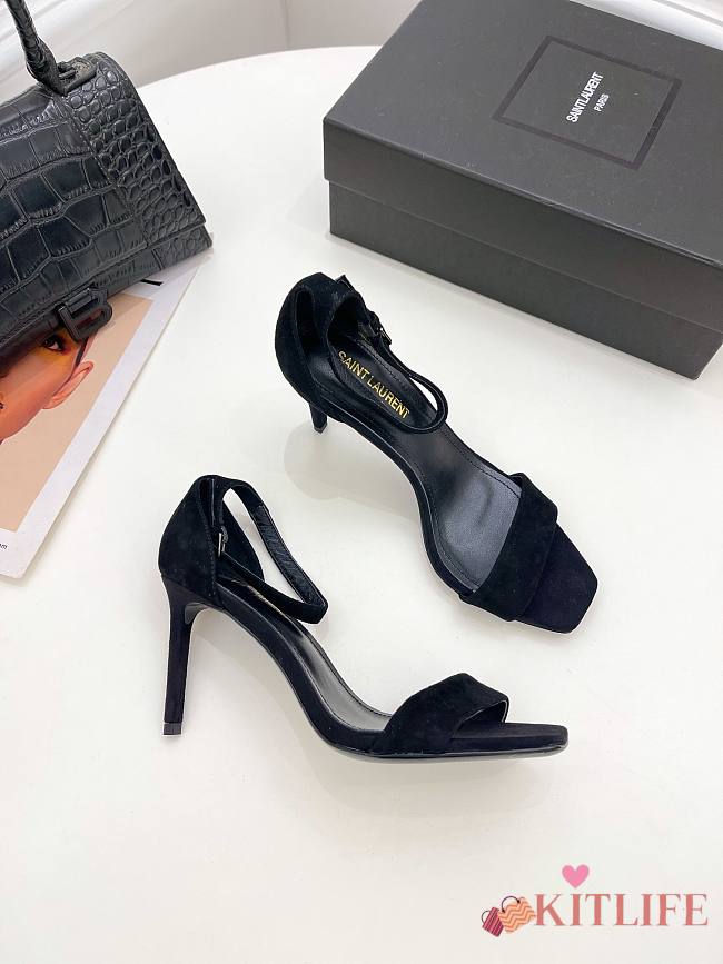 KITLIFE YSL SANDALS IN BLACK SUEDE LEATHER - 1