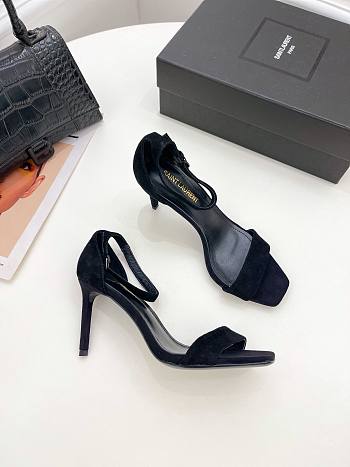 KITLIFE YSL SANDALS IN BLACK SUEDE LEATHER