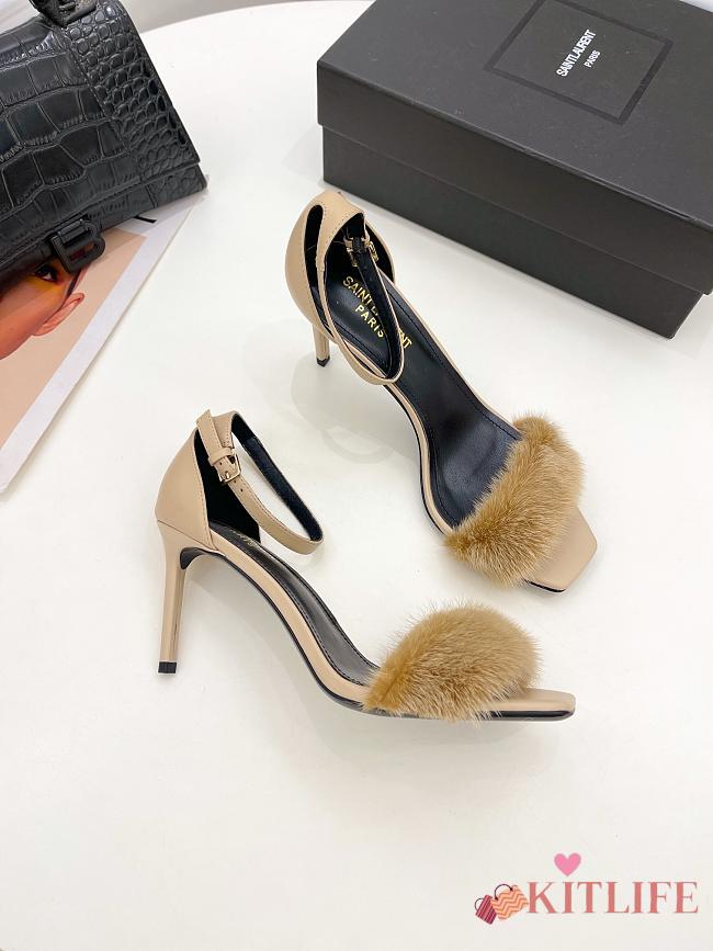 KITLIFE YSL FUR SANDALS IN BROWN LEATHER  - 1