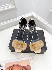 KITLIFE YSL FUR SANDALS IN BROWN LEATHER  - 3