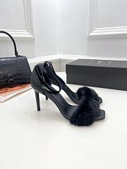 KITLIFE YSL FUR SANDALS IN BLACK LEATHER - 2