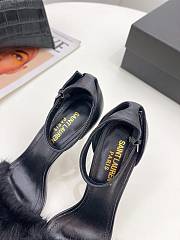 KITLIFE YSL FUR SANDALS IN BLACK LEATHER - 4