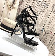 Kitlife Opyum YSL Logo-Heel Sandals Patent Leather In Black Hardware - 2