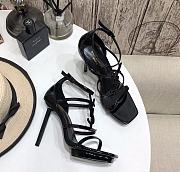 Kitlife Opyum YSL Logo-Heel Sandals Patent Leather In Black Hardware - 3