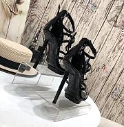 Kitlife Opyum YSL Logo-Heel Sandals Patent Leather In Black Hardware - 4