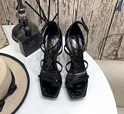 Kitlife Opyum YSL Logo-Heel Sandals Patent Leather In Black Hardware - 5