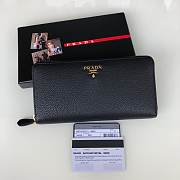 Kitlife Prada Zip Around Wallet Black Soft Leather In Gold, Silver Hardware - 20x10.3cm - 1