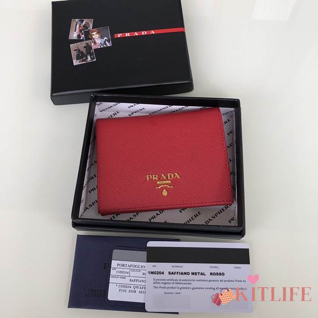 Kitlife Prada Saffiano Short Wallet 6 colors - 11.2×9.5cm - 1