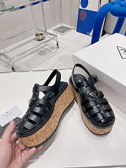 Kitlife Prada Rubber Wedge Platform Sandals In Black, White  - 2