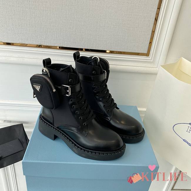 Kitlife Prada Monolith leather and nylon fabric boots (Beige,Black) - 1