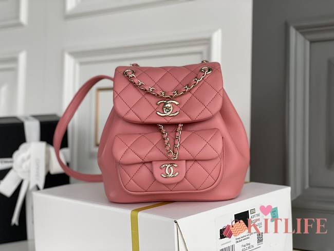 Kitlife Chanel Duma Backpack Peach Orange - 18.5x18x12cm - 1