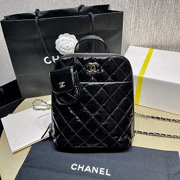 Kitlife Chanel Black Leather Backpack - 21*23*8*cm