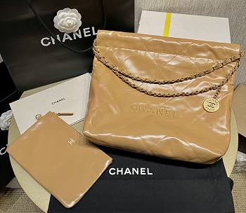 Kitlife Chanel 22 Large White Handbag mustard color  - 35cm