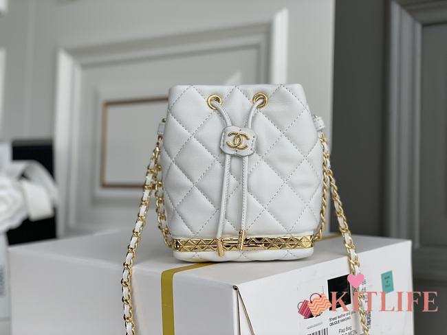 Kitlife Chanel Bucket With Chain White - 14*11*8cm - 1