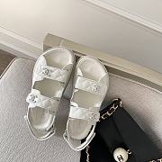 Kitlife Chanel Dad Leather Sandals (White,Silver) - 2