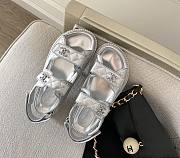 Kitlife Chanel Dad Leather Sandals (White,Silver) - 1