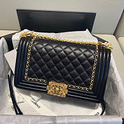 Kitlife Chanel Boy Small Bag With Pearl Logo (Black, White) - 25x16x7cm - 1