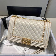 Kitlife Chanel Boy Small Bag With Pearl Logo (Black, White) - 25x16x7cm - 2