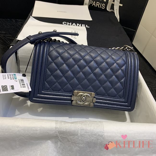Kitlife Chanel Old Medium Le Boy Caviar Leather Black (Silver/Gold Hardware) - 25cm - 1