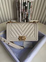 Kitlife Chanel Le Boy Old Medium Chevron Caviar Leather White (Silver/Gold Hardware) - 25cm - 1