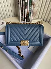 Kitlife Chanel Le Boy Old Medium Chevron Caviar Leather Blue (Silver/Gold Hardware) - 25cm - 2