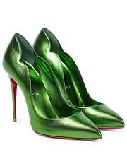 Kitlife Christian Louboutin Women's Green Hot Chick 100 Metallic Leather Pumps - 1