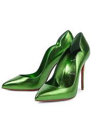 Kitlife Christian Louboutin Women's Green Hot Chick 100 Metallic Leather Pumps - 2