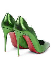 Kitlife Christian Louboutin Women's Green Hot Chick 100 Metallic Leather Pumps - 3