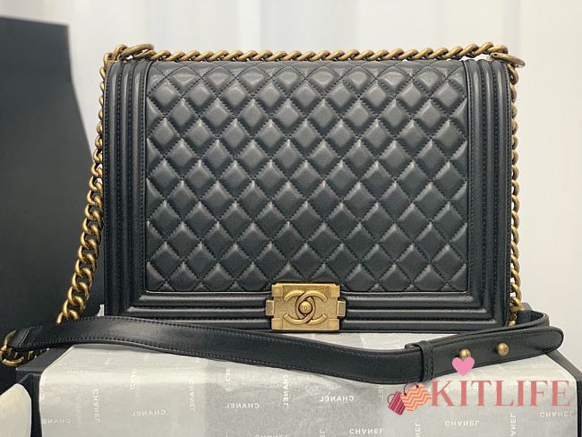 Kitlife Chanel Le Boy Large Lambskin Black Leather - 30cm - 1