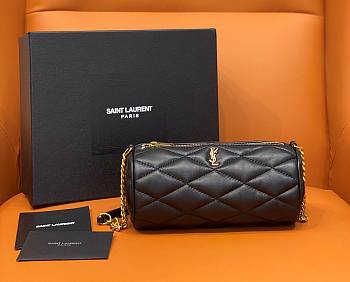 Kitlife YSL Mini Tube Bag in Quilted Lambskin Black - 20x10x10cm