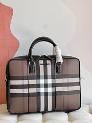 Kitlife Burberry Check And Leather Briefcase Dark Birch rown - 38 x 9 x 28cm - 5