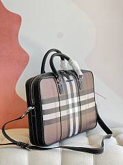 Kitlife Burberry Check And Leather Briefcase Dark Birch rown - 38 x 9 x 28cm - 4