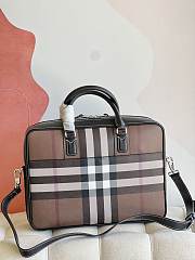 Kitlife Burberry Check And Leather Briefcase Dark Birch rown - 38 x 9 x 28cm - 2