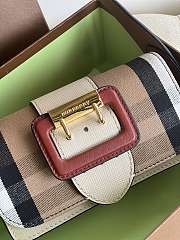 Kitlife Burberry Buckle Bag in House Check And Leather Red - 19.5*12*5CM - 5