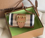 Kitlife Burberry Buckle Bag in House Check And Leather Brown - 19.5*12*5CM - 5