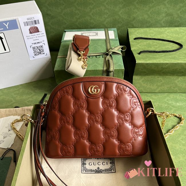 Kitlife Gucci GG Matelasse Leather Shoulder Bag light brown - 23.5*19*8cm - 1