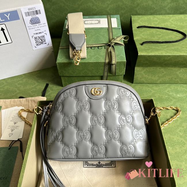 Kitlife Gucci GG Matelasse Leather Shoulder Bag grey - 23.5*19*8cm - 1