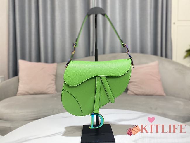 Kitlife Dior Saddle Light Green Grained Calfskin Color Hardware - 25.5 x 20 x 6.5 CM - 1