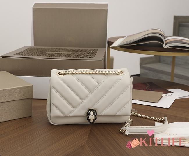 KITLIFE BULGARI SERPENTI CABOCHON WHITE SHOULDER BAG - 22.5X15X10cm - 1