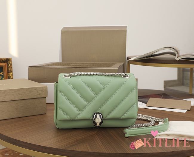 	 KITLIFE BULGARI SERPENTI CABOCHON GREEN SHOULDER BAG - 22.5X15X10cm - 1