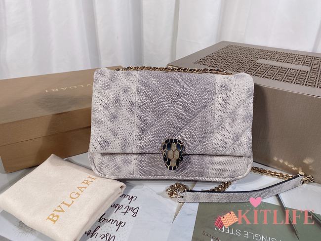 KITLIFE BULGARI SERPENTI CABOCHON METALIC KARUNG SKIN BAG - 22.5X15X10cm - 1