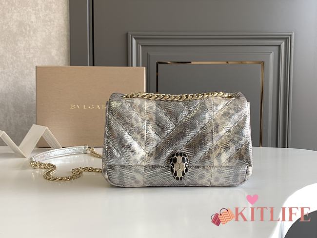 KITLIFE BULGARI SERPENTI CABOCHON METALIC KARUNG SKIN BAG 2 - 22.5X15X10cm - 1